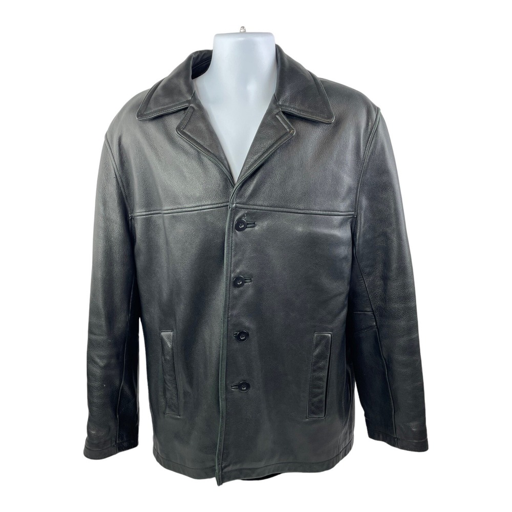Vtg Wilsons M Julian Bomber Jacket Mens Large Black Button Quilted Thinsulate